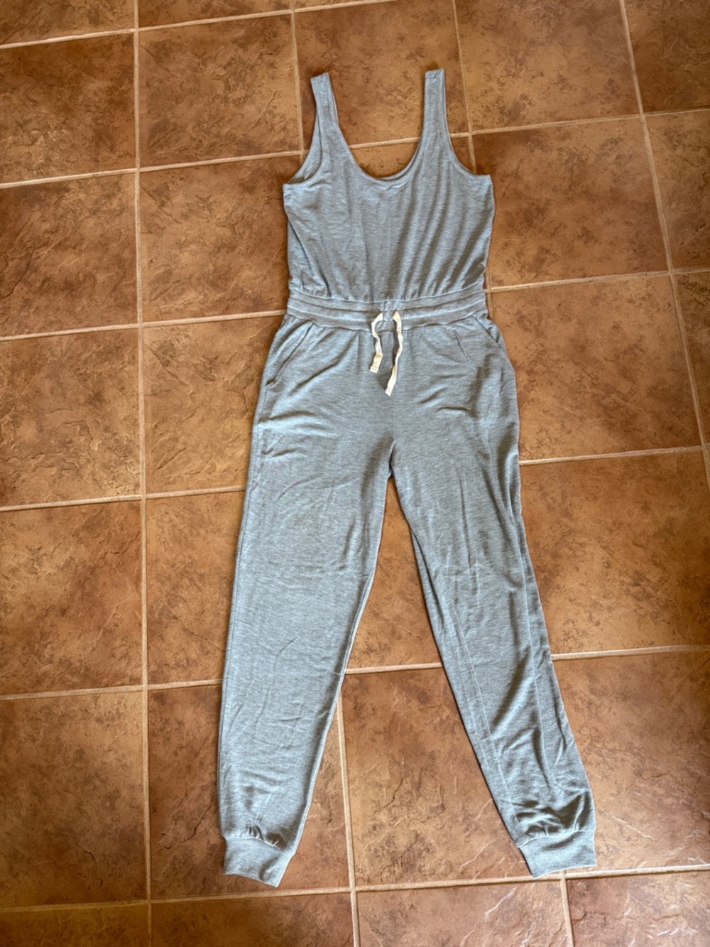 Spiritual Gangster Sleeveless Gray Jumpsuit with Drawstring Waist